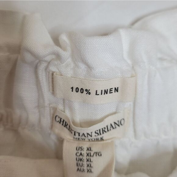CHRISTIAN SIRIANO white linen pull on wrap skort shorts‎ coastal grandma XL - Picture 5 of 9